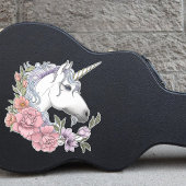 White Unicorn and Flowers Sticker