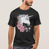 White Unicorn and Flowers T-shirt (Voorkant)