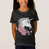 White Unicorn and Flowers T-shirt (Voorkant)