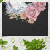 White Unicorn and Flowers Theedoek (Gevouwen)