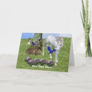 White Unicorn and Friends Animal Photo Card Kaart