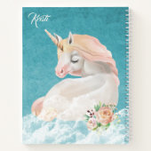 White Unicorn Blauwgroen Snowflake Believe Notitieboek (Achterkant)