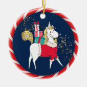 White Unicorn Bringing Gifts Keramisch Ornament (Voorkant)