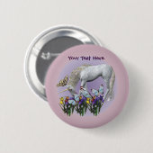 White Unicorn Butterflies Fantasy Button (Voorkant /achterkant)