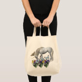 White Unicorn Butterflies Flowers Tote Bag (Voorkant (product))