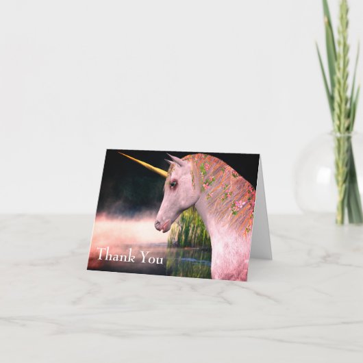 White Unicorn en Mist Fantasy Hartelijk dank Bedankkaart (Voorkant)