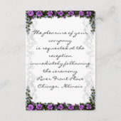 White Unicorn en Paars Roos Heart Reception Card Informatiekaartje (Achterkant)