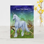 White Unicorn Fantasy Art-fotokaart Kaart (Gele Bloem)