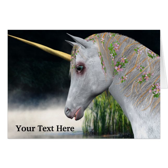 White Unicorn Fantasy Horse Photo Card (Voorkant Horizontaal)