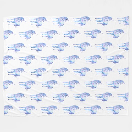 White Unicorn Fleece Deken (Voorkant (Horizontaal))