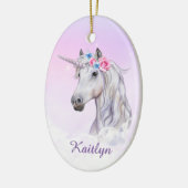 White Unicorn Floral Believe Keramisch Ornament (Links)