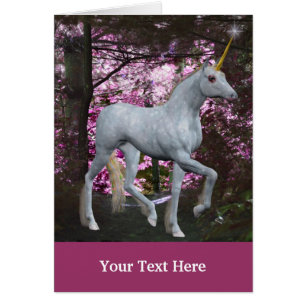 White Unicorn Forest Fantasy Horse Photo Card