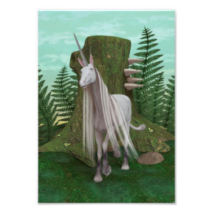 White Unicorn Foto Afdruk