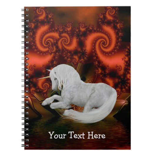 White Unicorn Fractals Personalized Notitieboek (Voorkant)