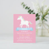 White Unicorn Girls Pink Birthday Party Kaart (Staand voorkant)