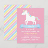 White Unicorn Girls Pink Birthday Party Kaart (Voorkant / Achterkant)