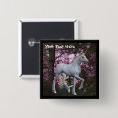White Unicorn in Forest Fantasy Button (Voorkant /achterkant)