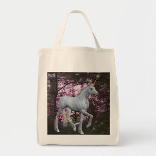 White Unicorn in Forest Fantasy Canvas tas
