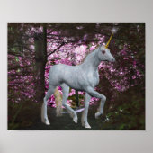 White Unicorn in Forest Fantasy Horse Poster (Voorkant)