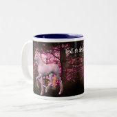 White Unicorn in Forest Fantasy Personalized Tweekleurige Koffiemok (Voorkant links)