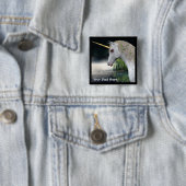 White Unicorn in Mist Fantasy Button (In situ)