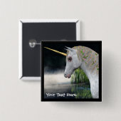 White Unicorn in Mist Fantasy Button (Voorkant /achterkant)
