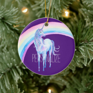 White Unicorn Keramisch Ornament
