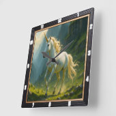 White Unicorn Misty Forest Vierkante Klok (Hoek)