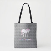 White Unicorn on Grey Canvas tas (Voorkant)