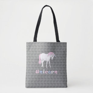 White Unicorn on Grey Canvas tas