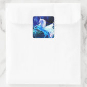 White Unicorn Pegasus Blue Moonlight Vierkante Sticker (Tas)