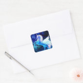 White Unicorn Pegasus Blue Moonlight Vierkante Sticker (Envelop)