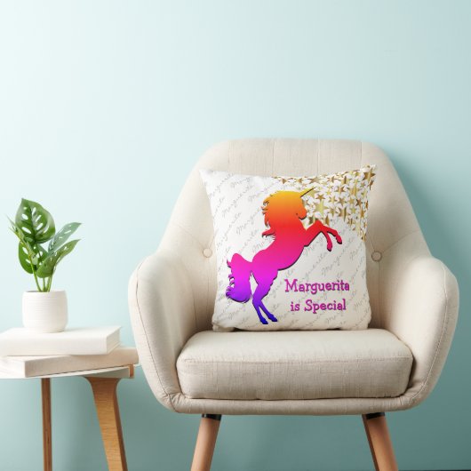 White UNICORN Personalized Keepomwille Kussen (Stoel)