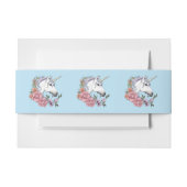White unicorn Pink Flowers Blue Wedding Uitnodigingen Wikkel (Voorkant Voorbeeld)