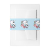 White unicorn Pink Flowers Blue Wedding Uitnodigingen Wikkel (Voorkant Voorbeeld)
