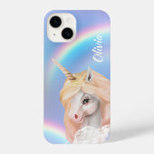 White Unicorn Rainbow Sky iPhone Hoesje (Achterkant)