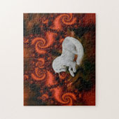 White Unicorn Red Fractal Fantasy Horse Art Legpuzzel (Verticaal)