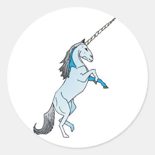White Unicorn Ronde Sticker (Voorkant)
