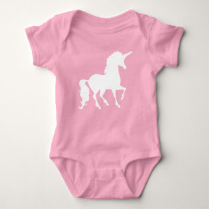 White Unicorn Silhouette Beauful Whimsical-Baby Romper