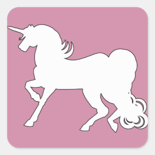 White Unicorn Silhouette Vierkante Sticker