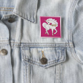 White Unicorn Vierkante Button 5,1 Cm (In situ)