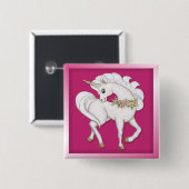 White Unicorn Vierkante Button 5,1 Cm (Voorkant /achterkant)