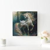 White Unicorn Vierkante Klok (Huis)