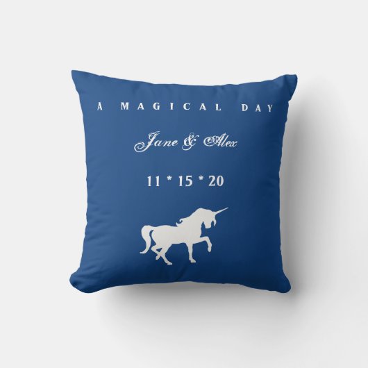White Unicorn Wedding Pillow Kussen (Voorkant)