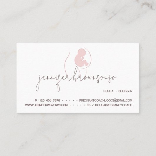 White Unique Doula Birth Coach Pregnant Visitekaartje (Achterkant)