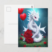 White Valentijn Love Dragon Briefkaart (Voorkant / Achterkant)