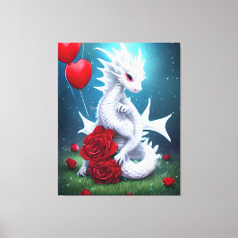 White Valentijn Love Dragon Canvas Afdruk