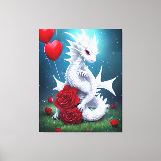 White Valentijn Love Dragon Canvas Afdruk (Voorkant)