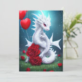 White Valentijn Love Dragon Feestdagenkaart (Staand voorkant)