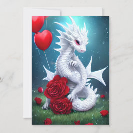 White Valentijn Love Dragon Feestdagenkaart